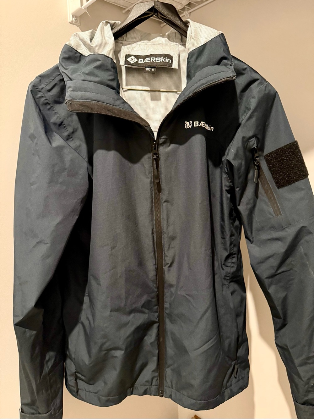 BÆRskin Waterproof Hooded Jacket in dark gray.